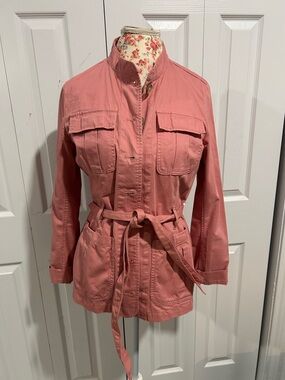 LOFT Pink Utility Belted Jacket